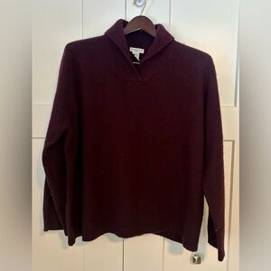 Rosanna Deep Burgundy V-Neck Lambswool Angora Blend Sweater 3X